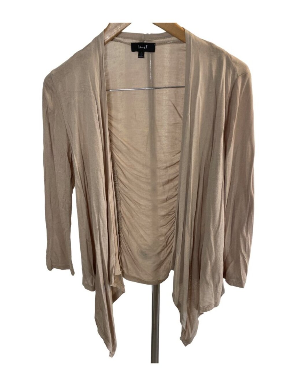 Love T Large Brown Open Draped Lightweight Cardigan Sweater Coastal Lagenlook